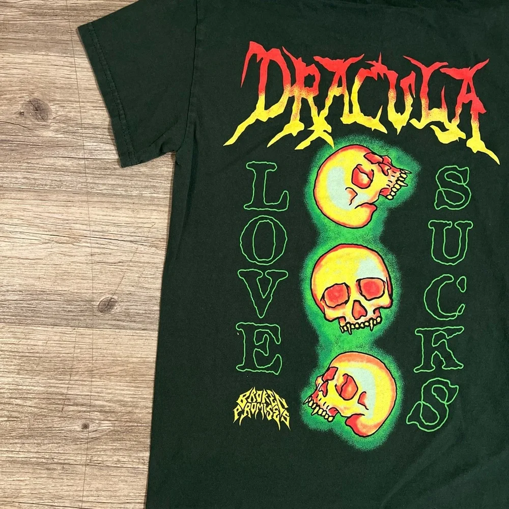 Broken Promises x Dracula Love Sucks Forest Green T-Shirt Size Small - Picture 7 of 8
